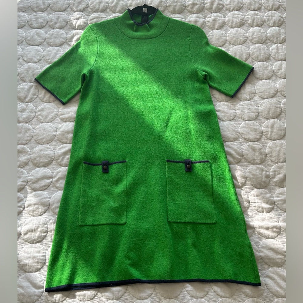 💚 NWOT Maeve by Anthropologie Knit Green 60s Inspired MadMen Mini Dress - S - Picture 2 of 11